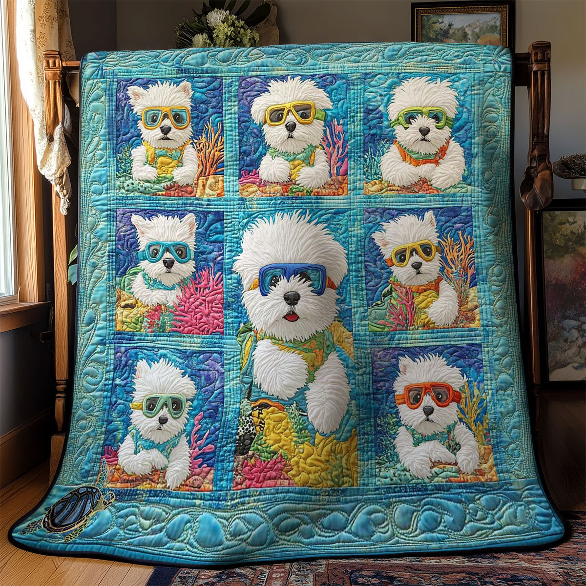 Westie Under The Sea WN0811054CL Quilt