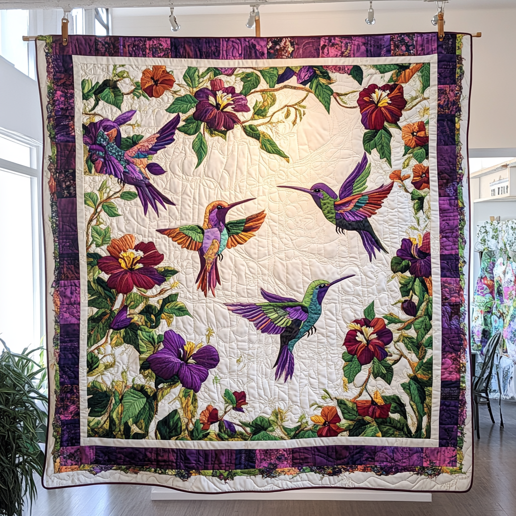 Purple Hummingbird Delight WN2309041CL Quilt