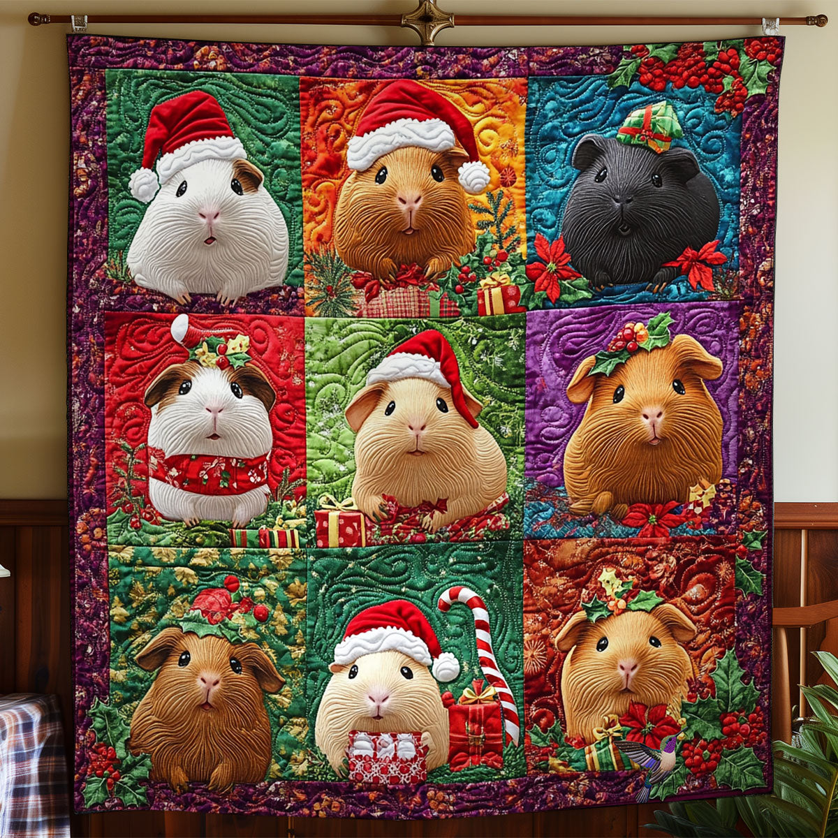 Christmas Of Guinea Pig WY1211015CL Quilt