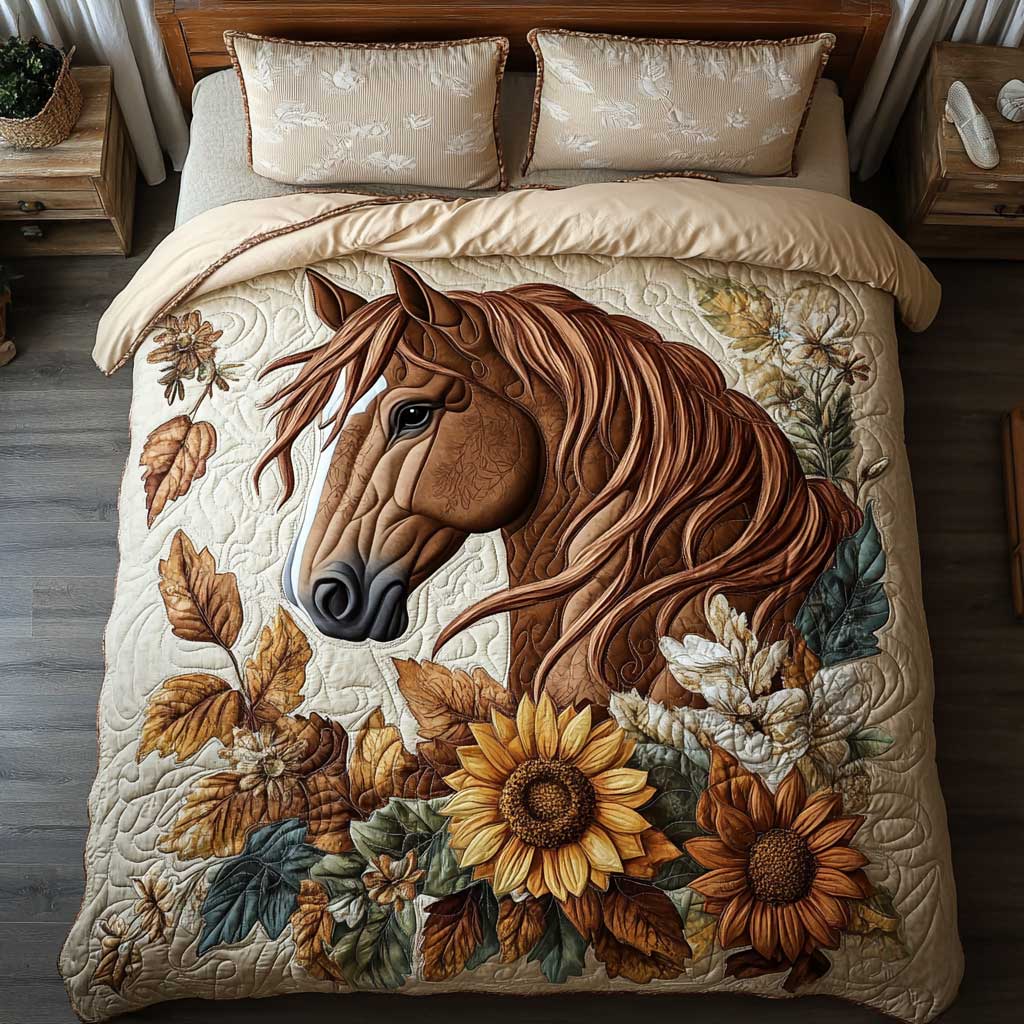Flower Brown Horse WP1401028CL Duvet Cover Set