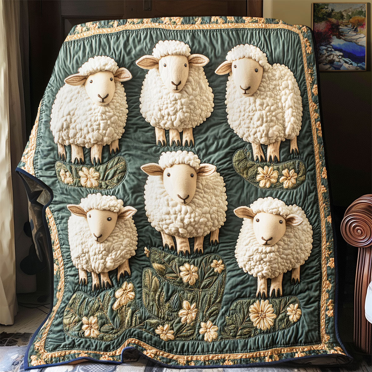 Cute Sheep In Farm WY1502051CL Quilt