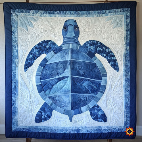 Geometric Blue Turtle WY0111004CL Quilt