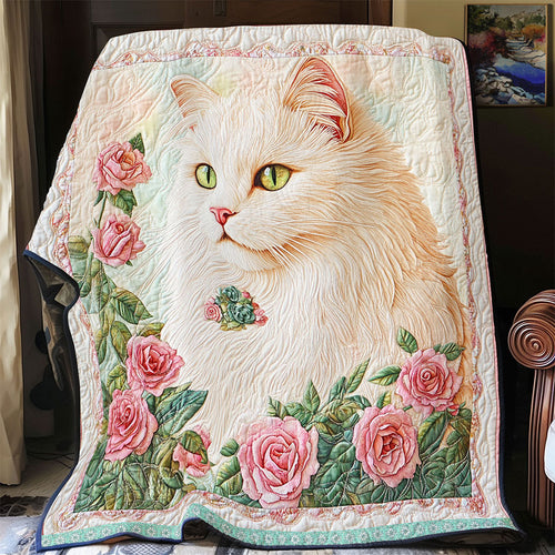 Cat Pink Roses WT1403099CL Quilt