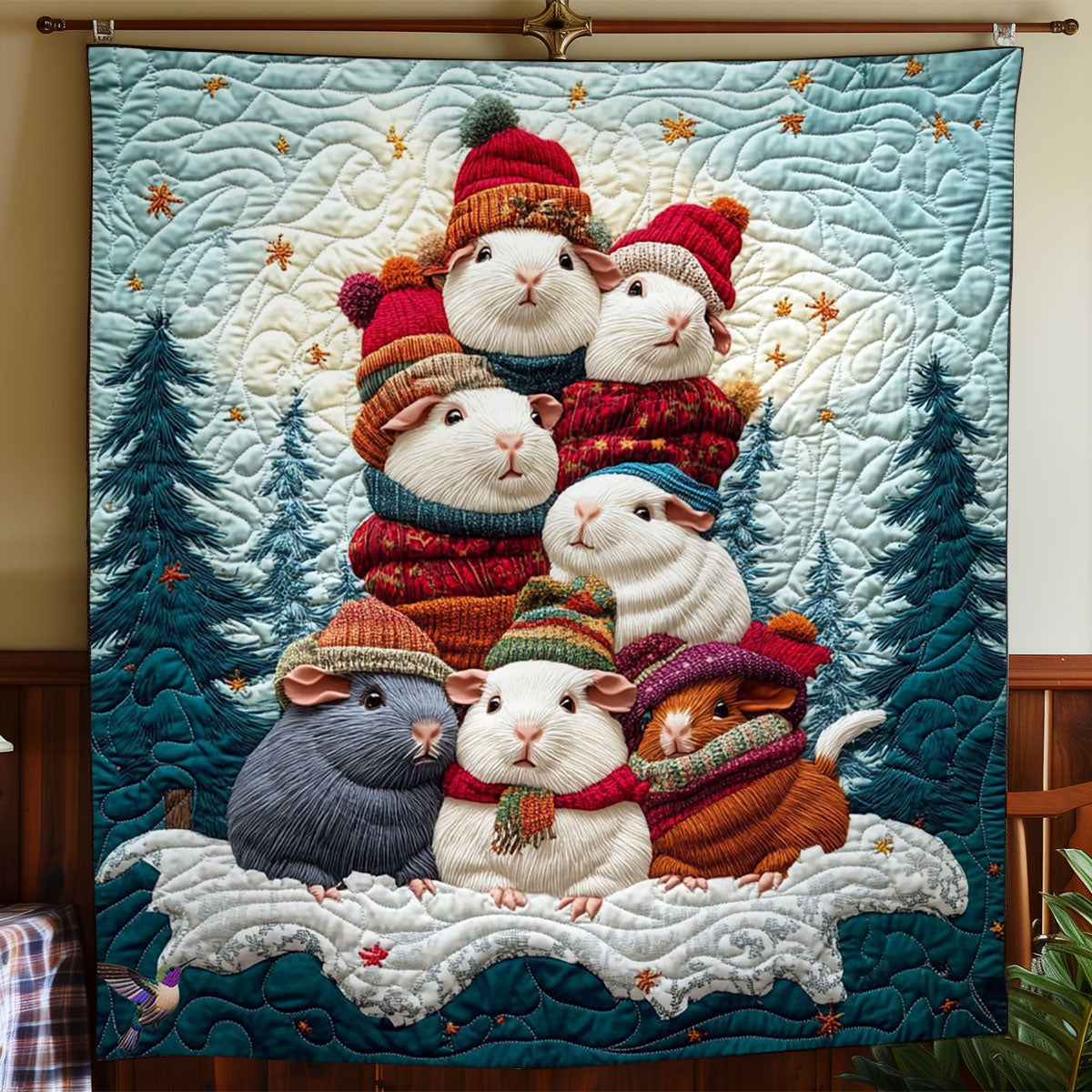 Winter Of Guinea Pig WY1912064CL Quilt