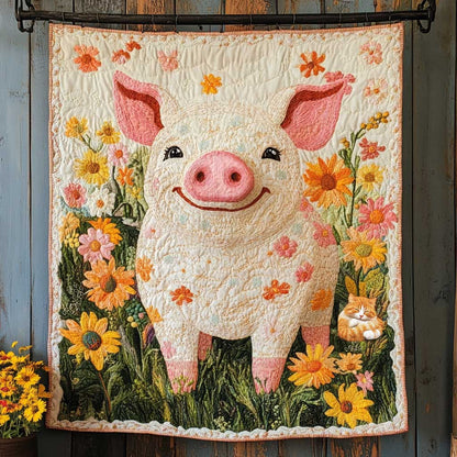 Country Floral Pig WP0212010CL Quilt