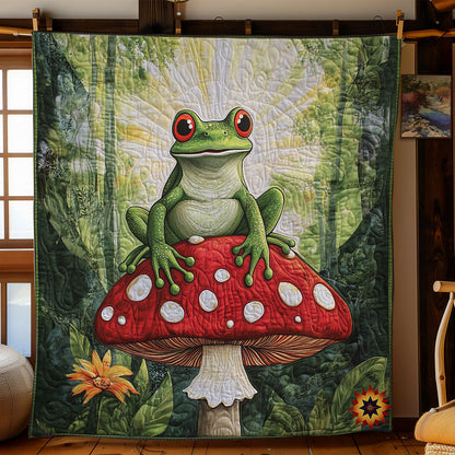 Frog Sitting In Mushroom WY0212038CL Quilt