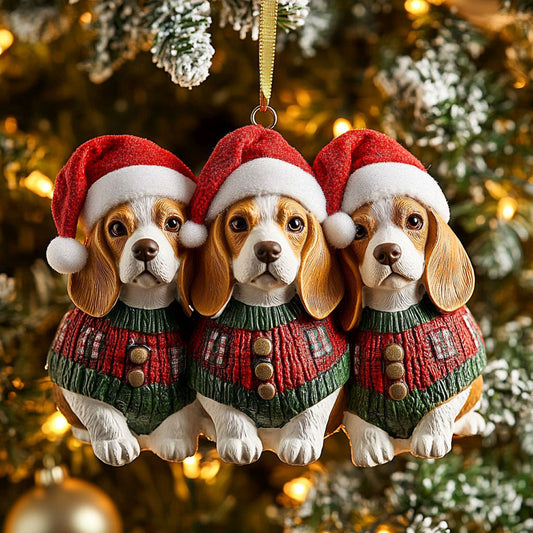 Cozy Beagle Christmas WN1410019CL Christmas Ornament