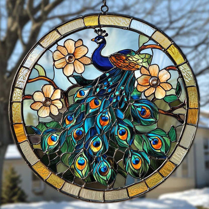 Peacock WJ0810046CL Stained Glass Suncatcher