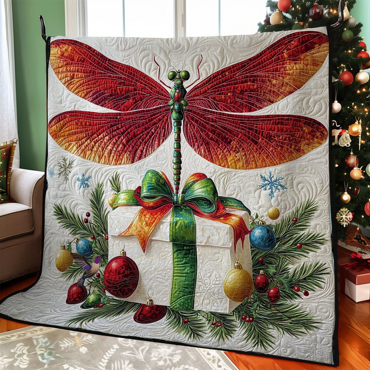 Christmas Dragonfly WY0312001CL Quilt