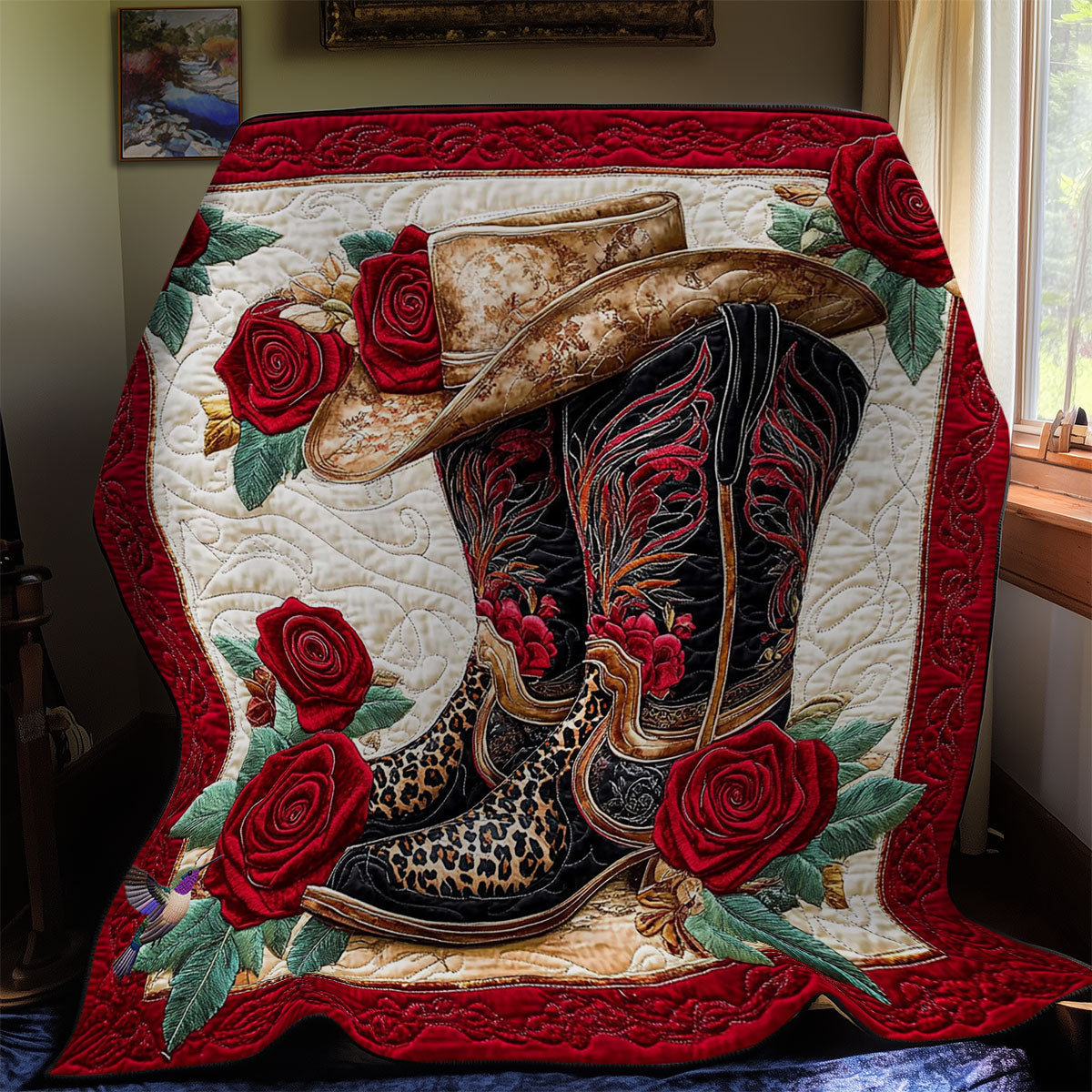Cowboy Boots Rose WY0712017CL Quilt