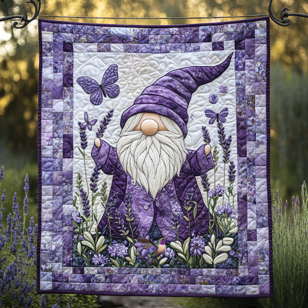Gnome In Lavender Field WU1012005CL Quilt