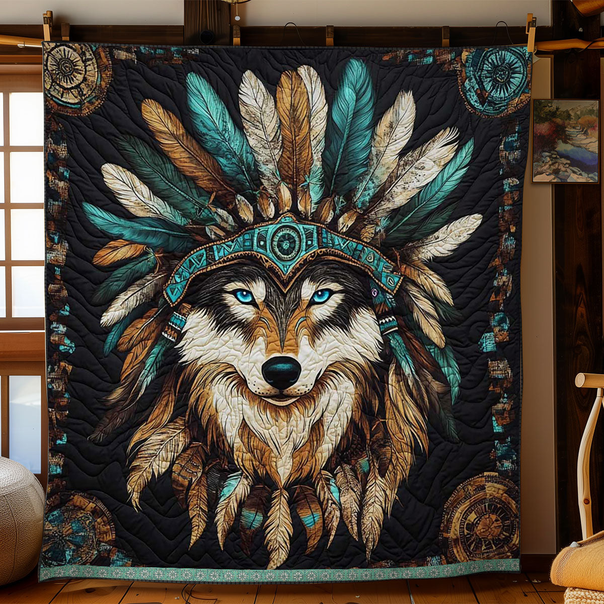 Native American Wolf WJ2709016CL Quilt