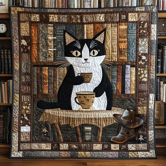 Tea Time Bookstore Cat WP0810050CL Quilt