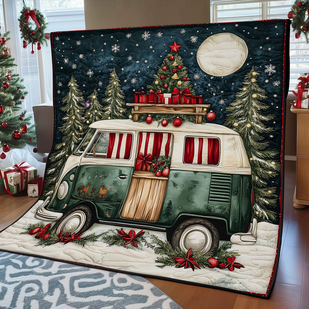 Christmas Holiday Camping Van WY2210025CL Quilt