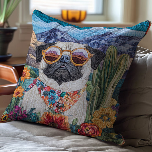 Pug In Desert WY1712093CL Quilt Pillow Case