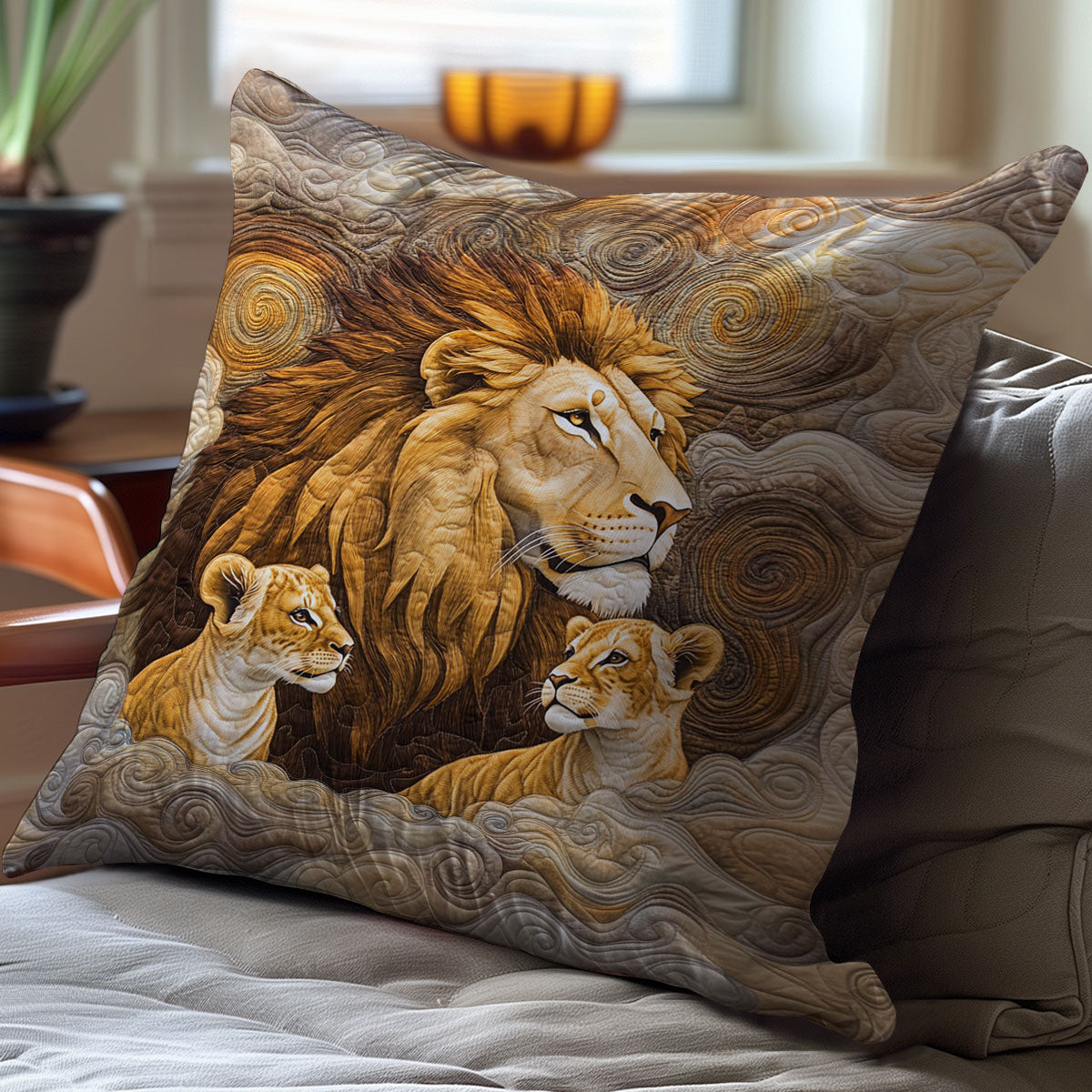 Lion Family WJ0811035CL Quilt Pillow Case