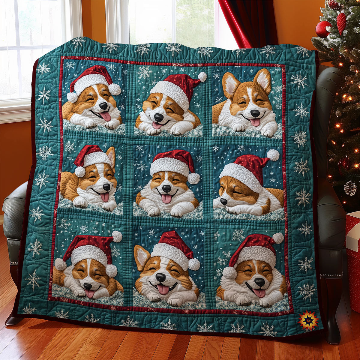 Santa Corgi Sleep WY1911045CL Quilt