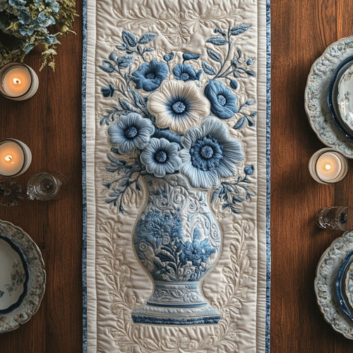 Flower Vase CW1405088CL Quilted Table Runner