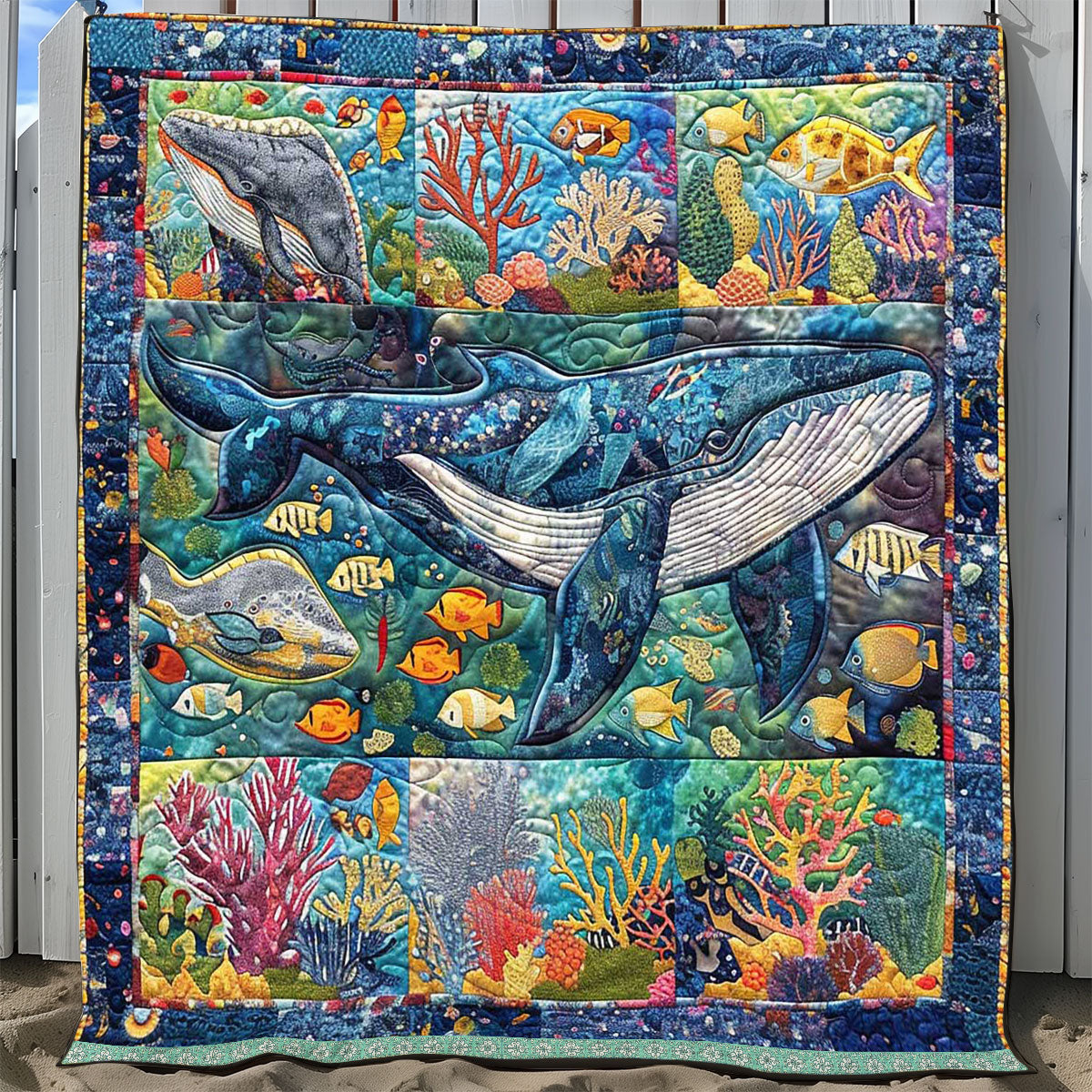 Sealife Whale Patchwork WP0509042CL Quilt