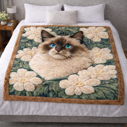 Blooming Cat QA1601002CL Faux Fur Throw Blanket