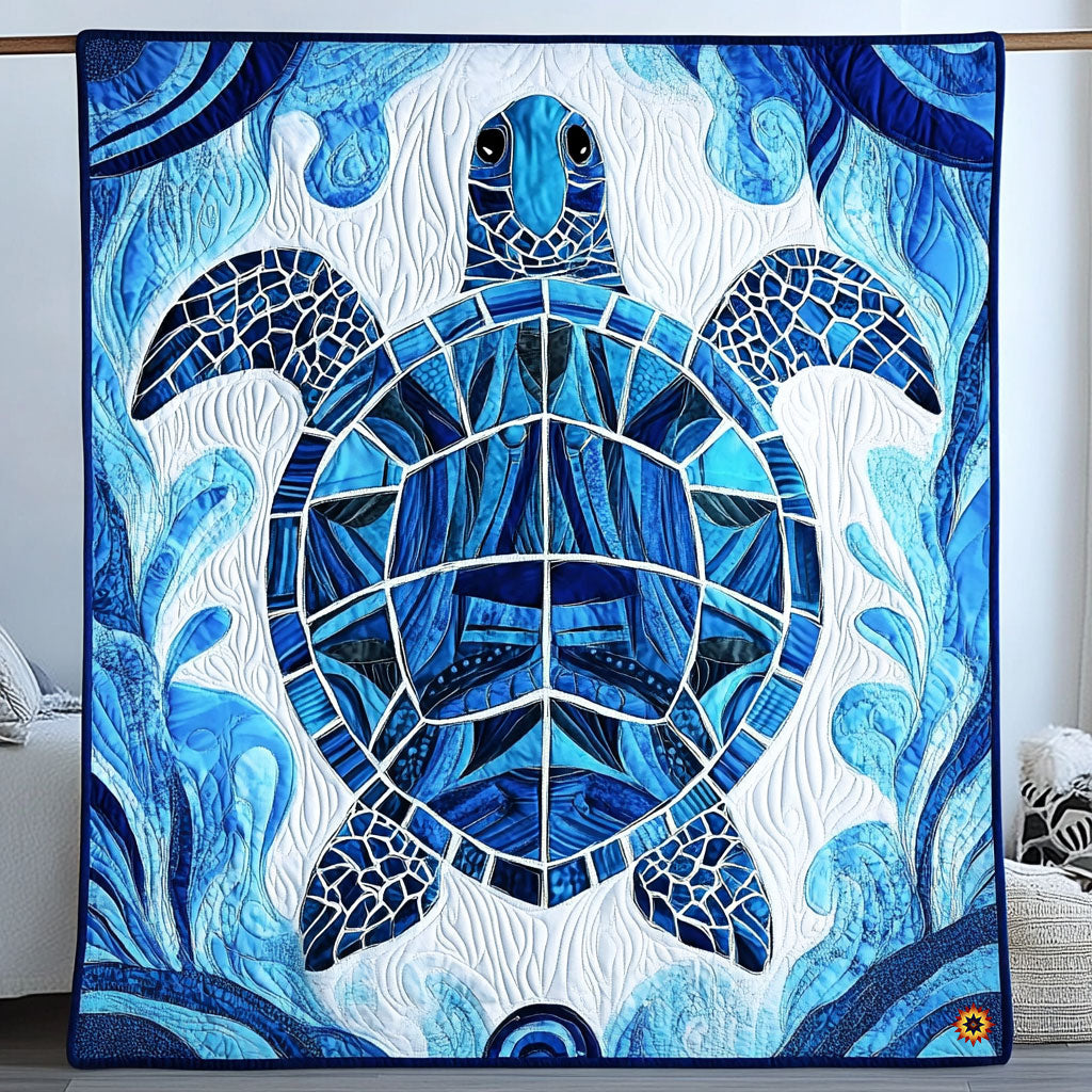 Blue Abstract Turtle WY0111003CL Quilt