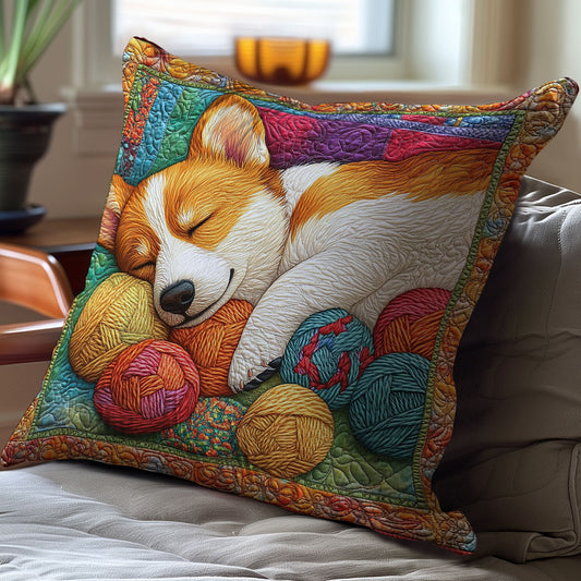 Sleeping Corgi In Yarn WY2701049CL Quilt Pillow Case