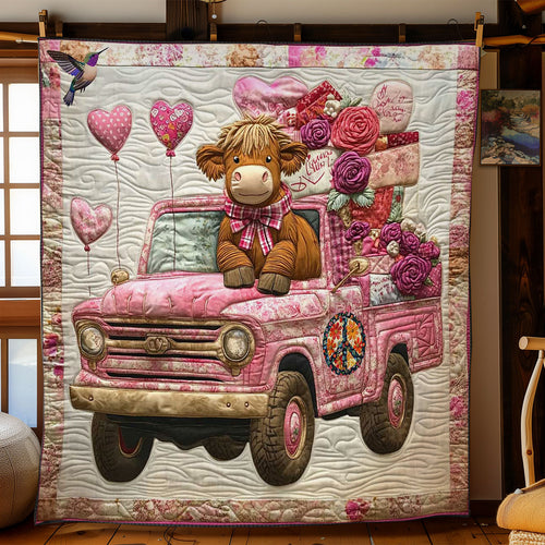Pink Truck Highland Cow WN0412039CL Quilt