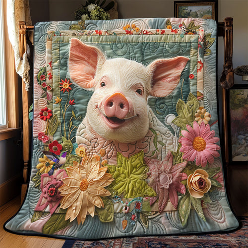 Pig With Flower YR2112002CL Quilt