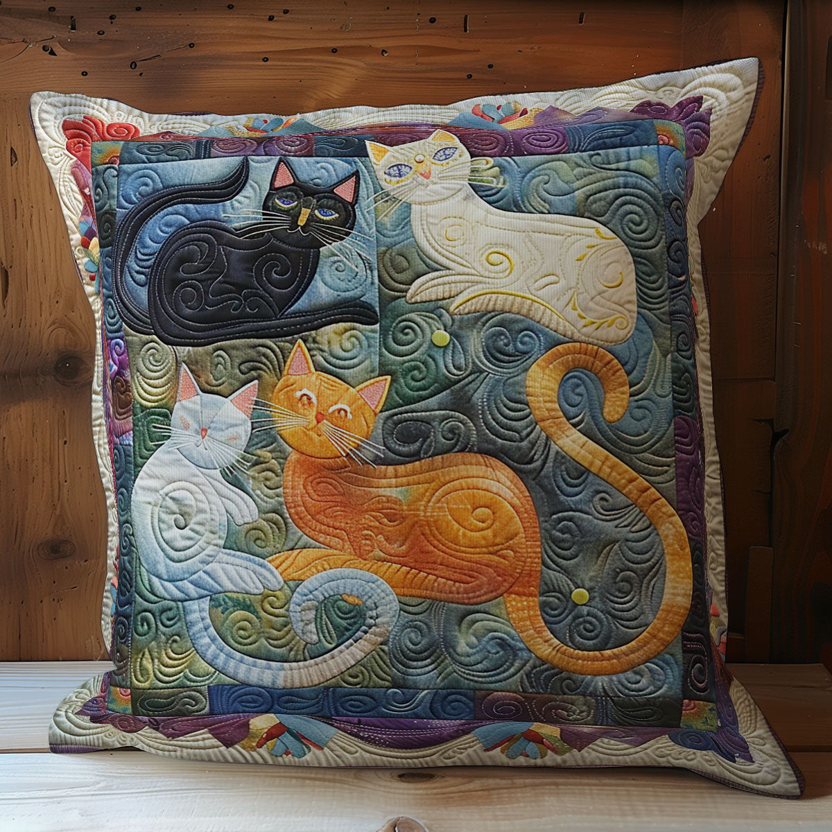 Abstract Cat Family WY0301062CL Quilt Pillow Case