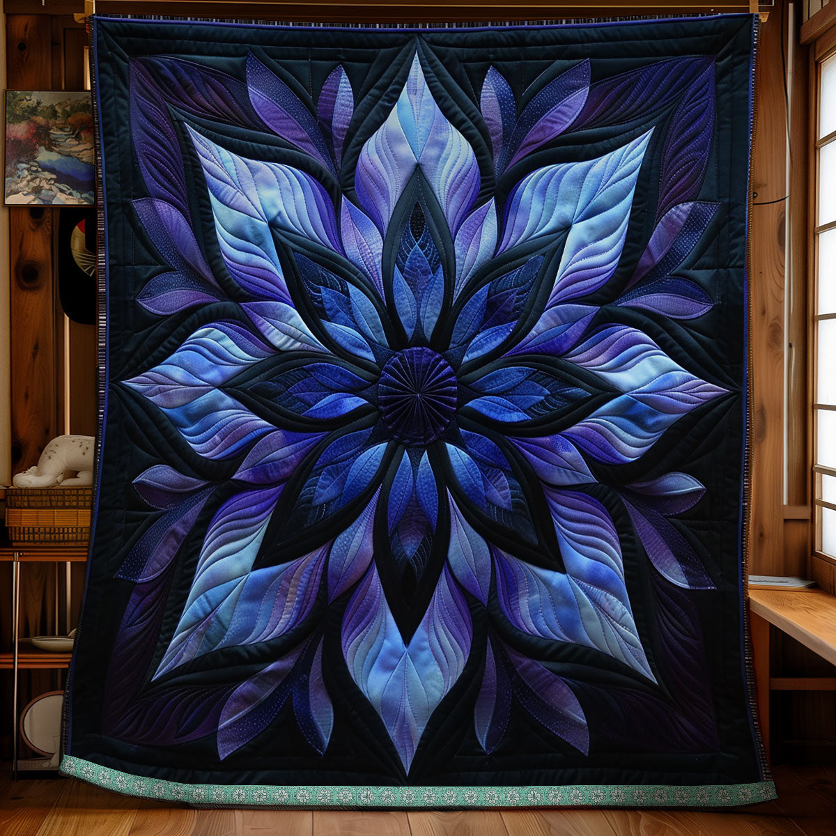 Blue Serene Blossoms WN1309019CL Quilt