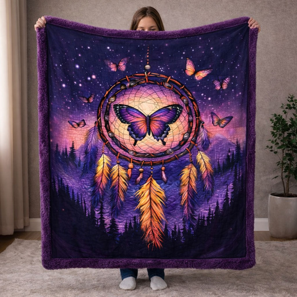 Butterfly Dreamcatcher Night KL2101009CL Faux Fur Throw Blanket