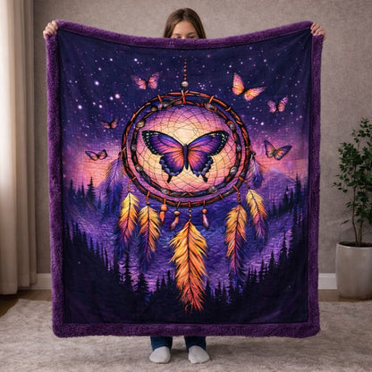 Butterfly Dreamcatcher Night KL2101009CL Faux Fur Throw Blanket