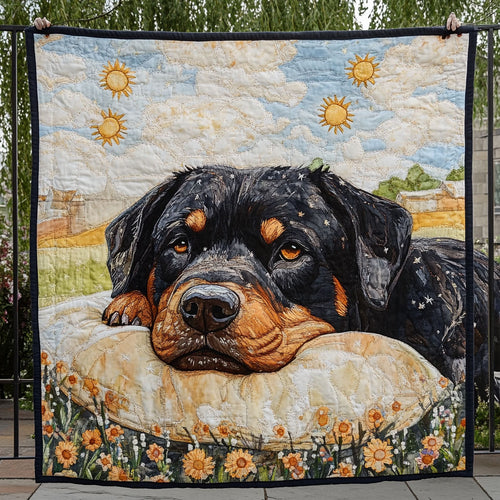 Rottweiler Sun Flower WT0210009CL Quilt