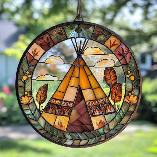 Native American WU2410063CL Stained Glass Suncatcher