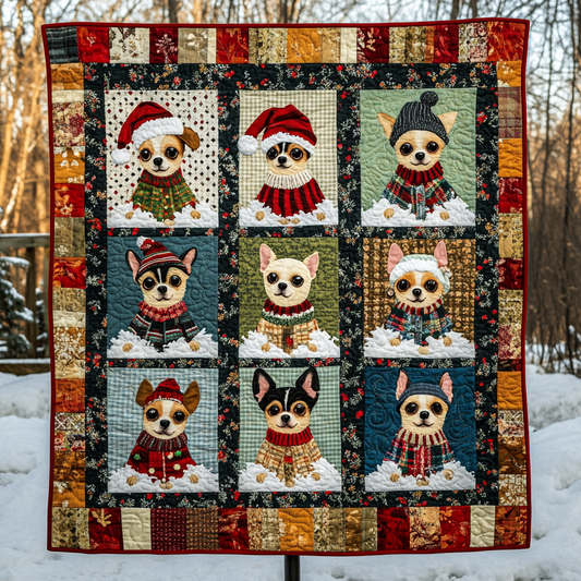 Chihuahua Christmas Snow WN2309030CL Quilt