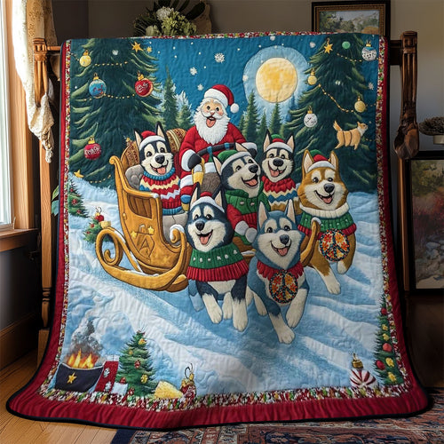 Husky Christmas Sled WN1010067CL Quilt