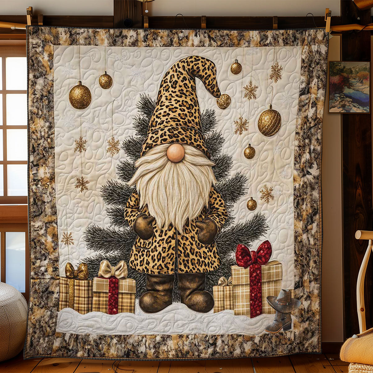 Glam Gnome In Leopard WN1312008CL Quilt