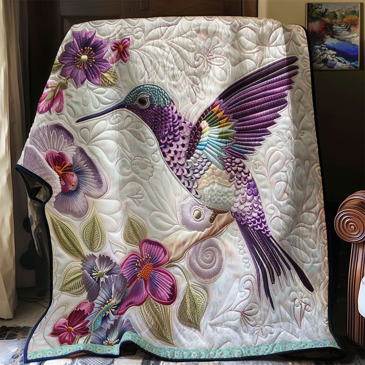Purple Hummingbird WN1209039CL Quilt