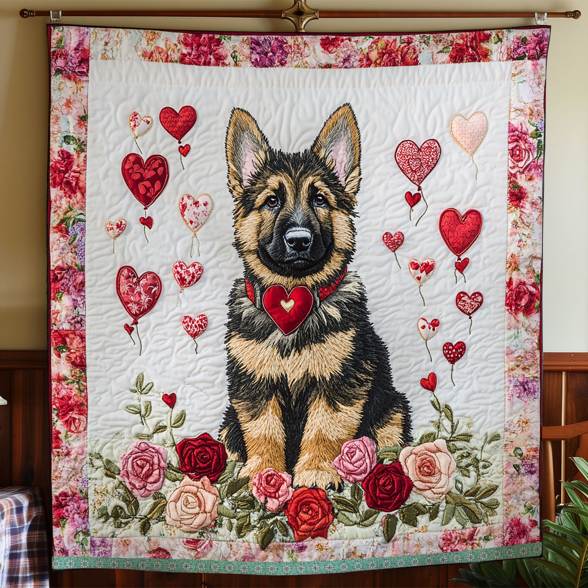 German Shepherd Valentine WX1312021CL Quilt