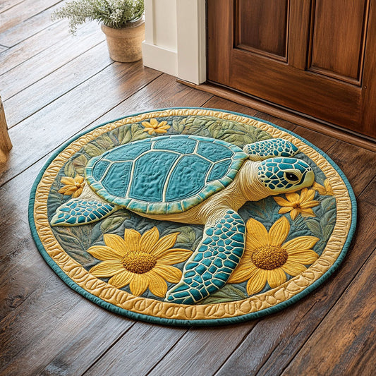 Turtle Bloom CP1905007CL Quilted Round Mat
