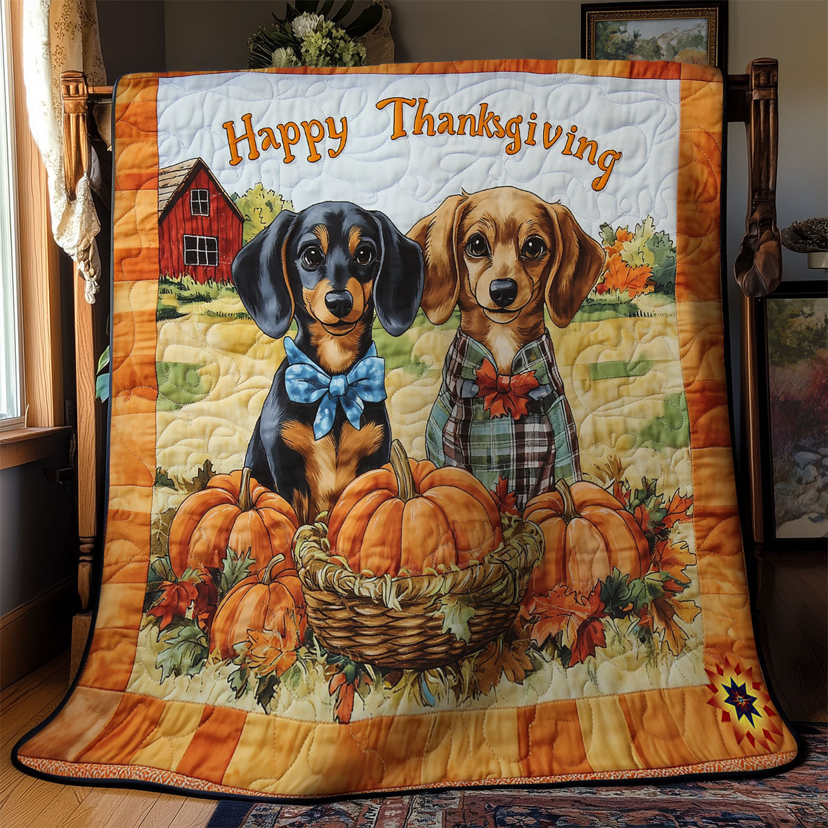 Pumpkin Dachshund WY1911100CL Quilt