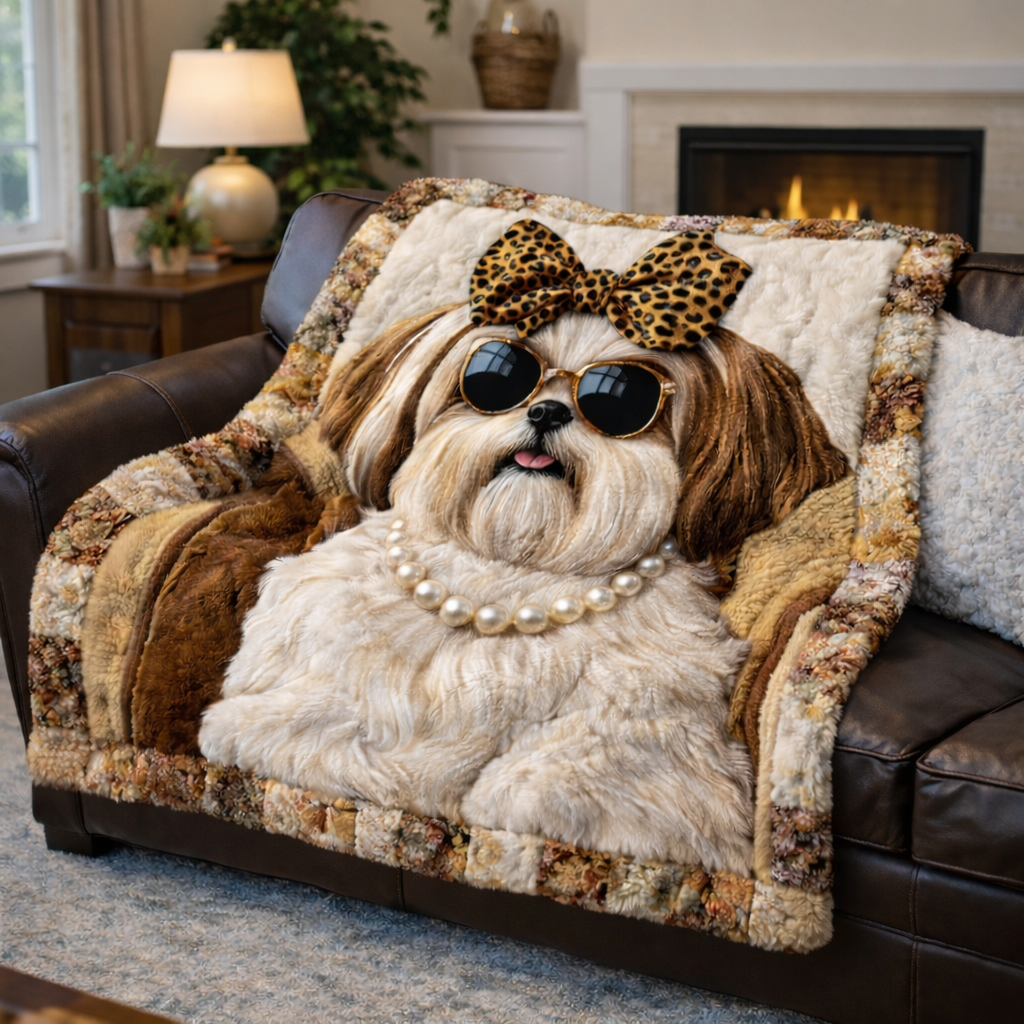 Chic Shih Tzu KL2701001CL Faux Fur Throw Blanket