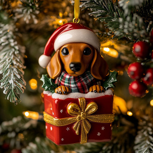 Merry Dachshund WN1510067CL Christmas Ornament