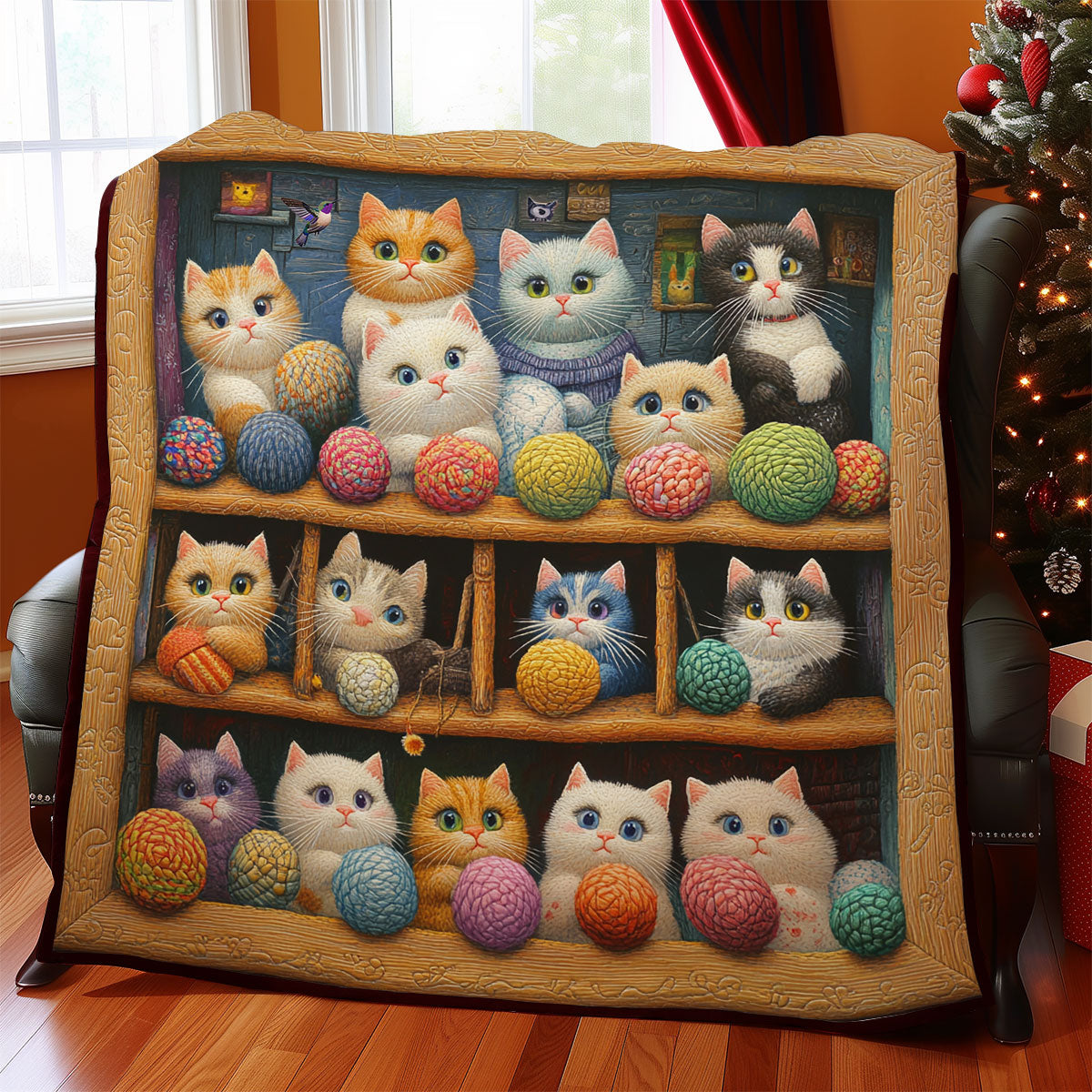 Bookshelf And Cat WY3110026CL Quilt