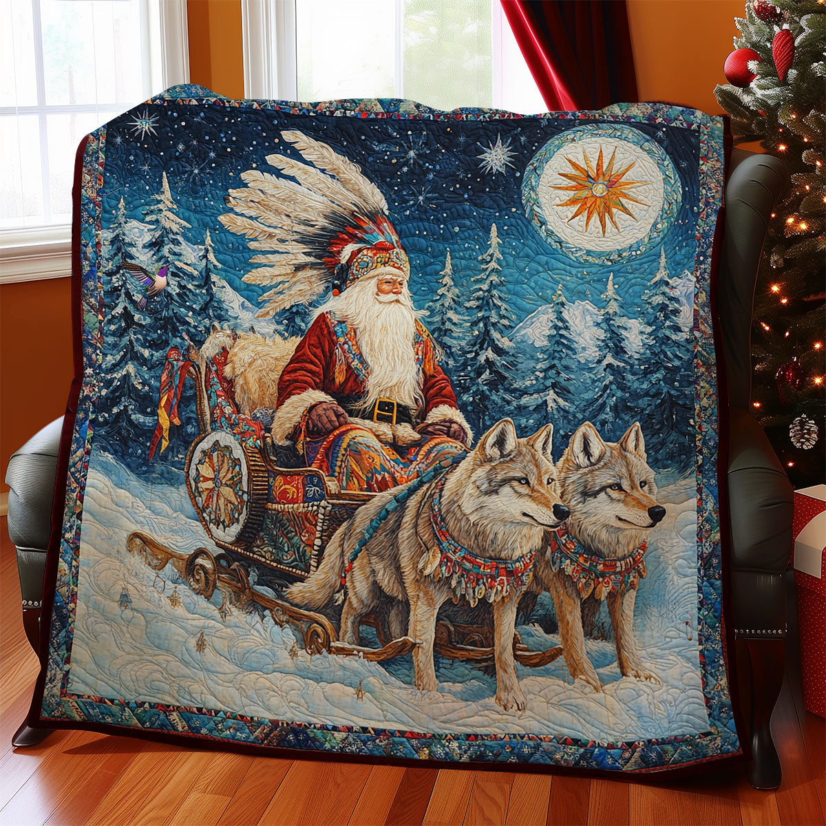 Native American Santa Claus WY0811018CL Quilt