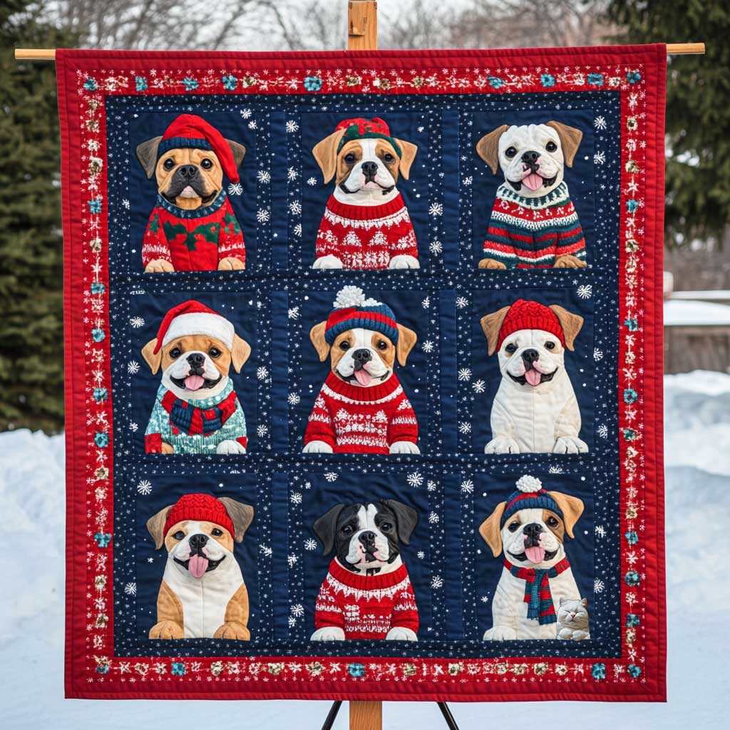 Bulldog Santa WP0910009CL Quilt