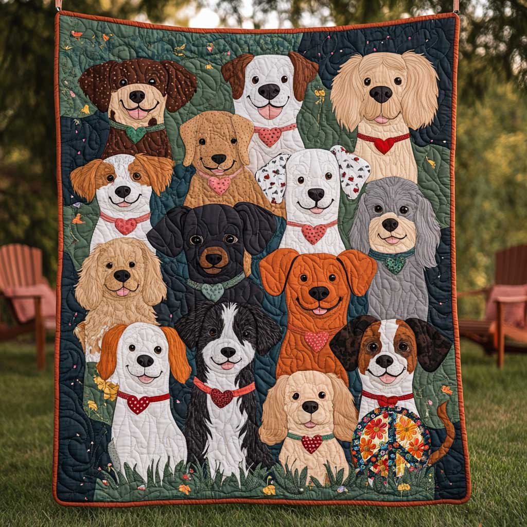 Happy Dog Family WP0810027CL Quilt