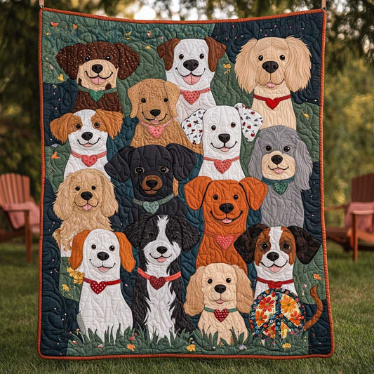Happy Dog Family WP0810027CL Quilt