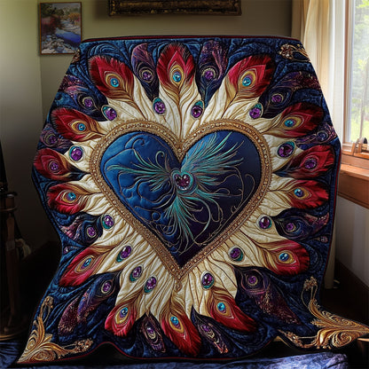 Peacock Feather Heart WY0912015CL Quilt