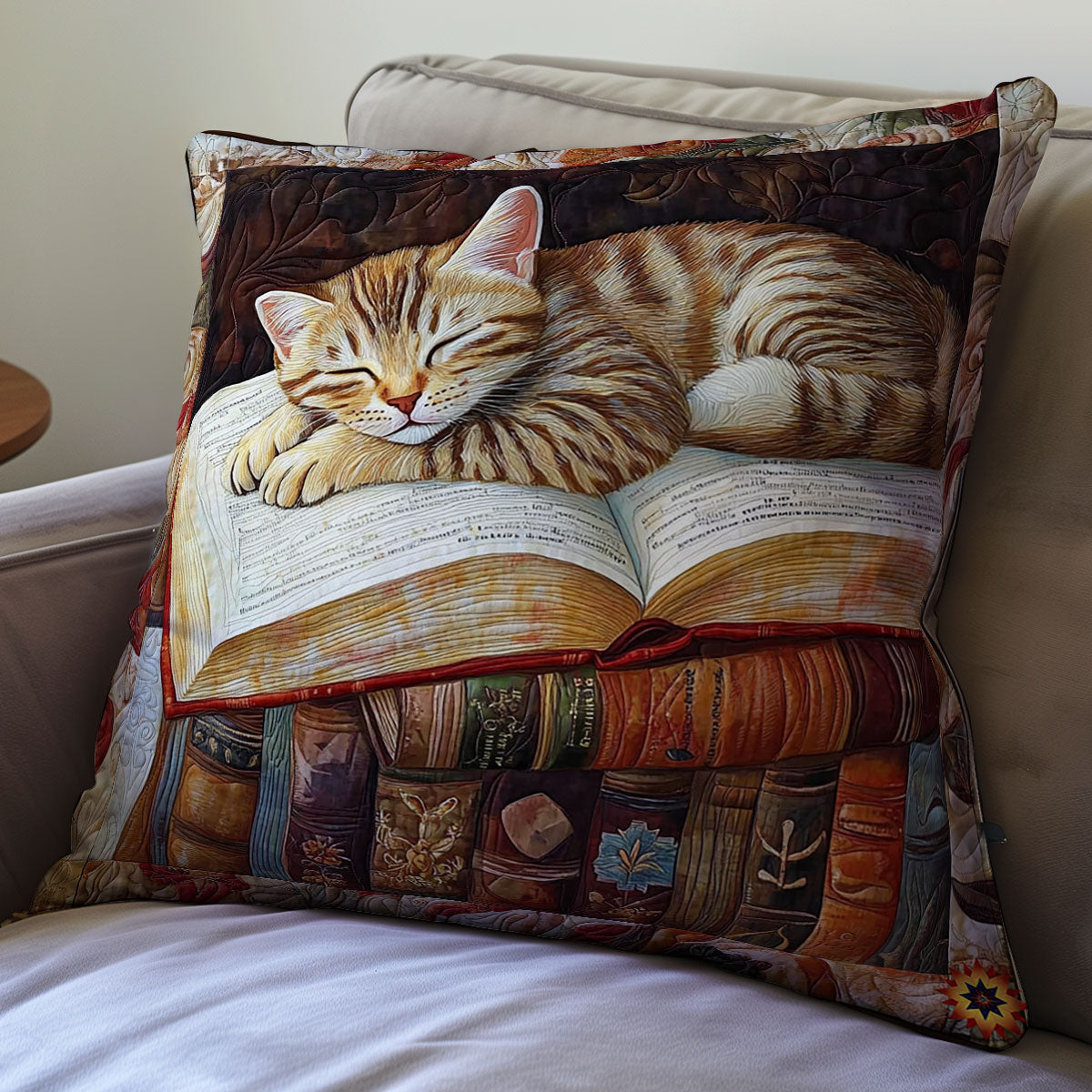 Sleeping Book Kitten WY1612074CL Quilt Pillow Case